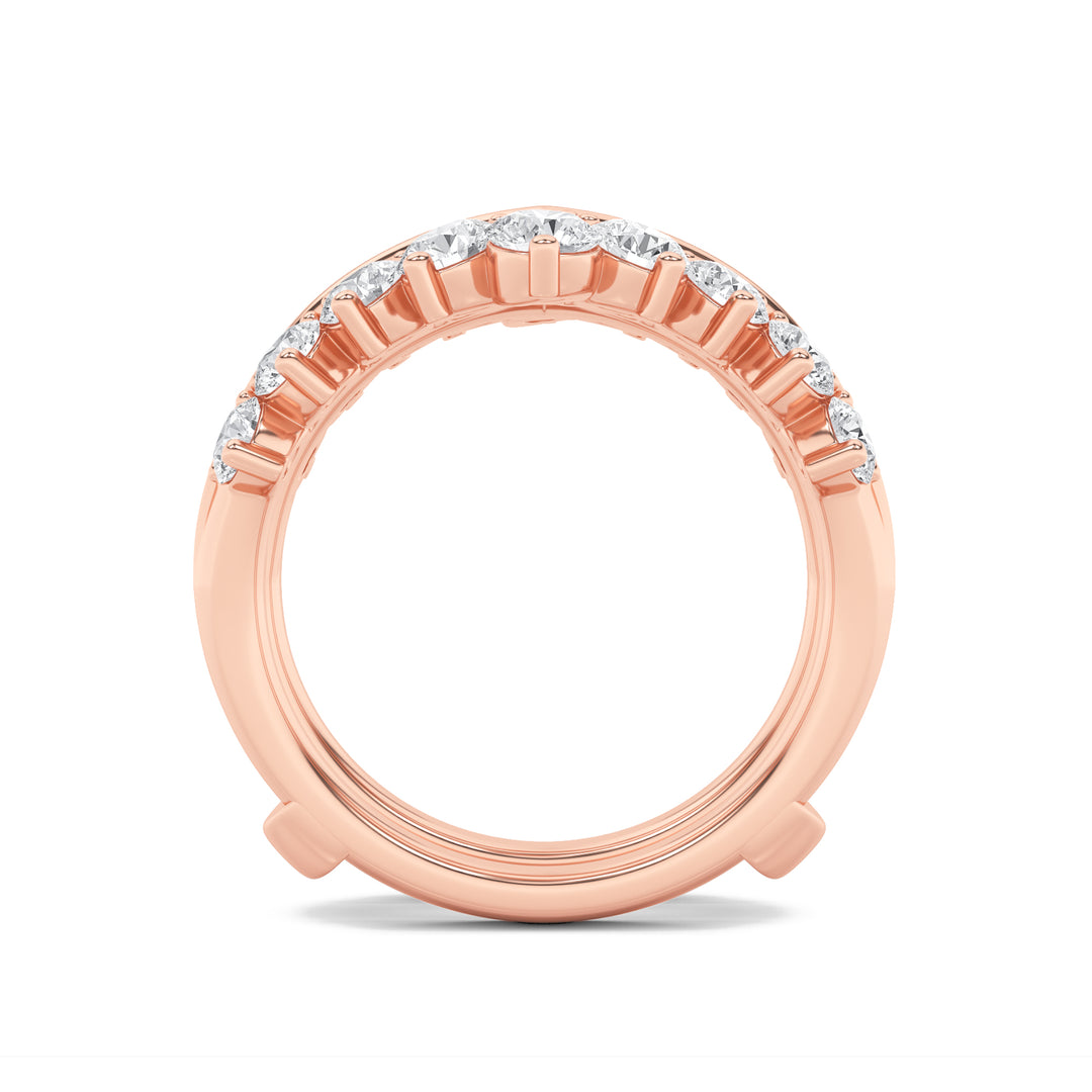 2Cttw Round Shaped Lab Grown Diamond (G/VS) Insert Jacket Ring in 14K Gold