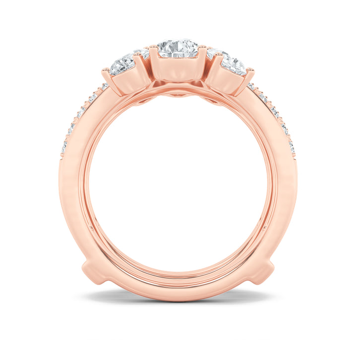 2Cttw Pear Shaped Lab Grown Diamond (F/VS) InsertJacket Ring in 14K Gold