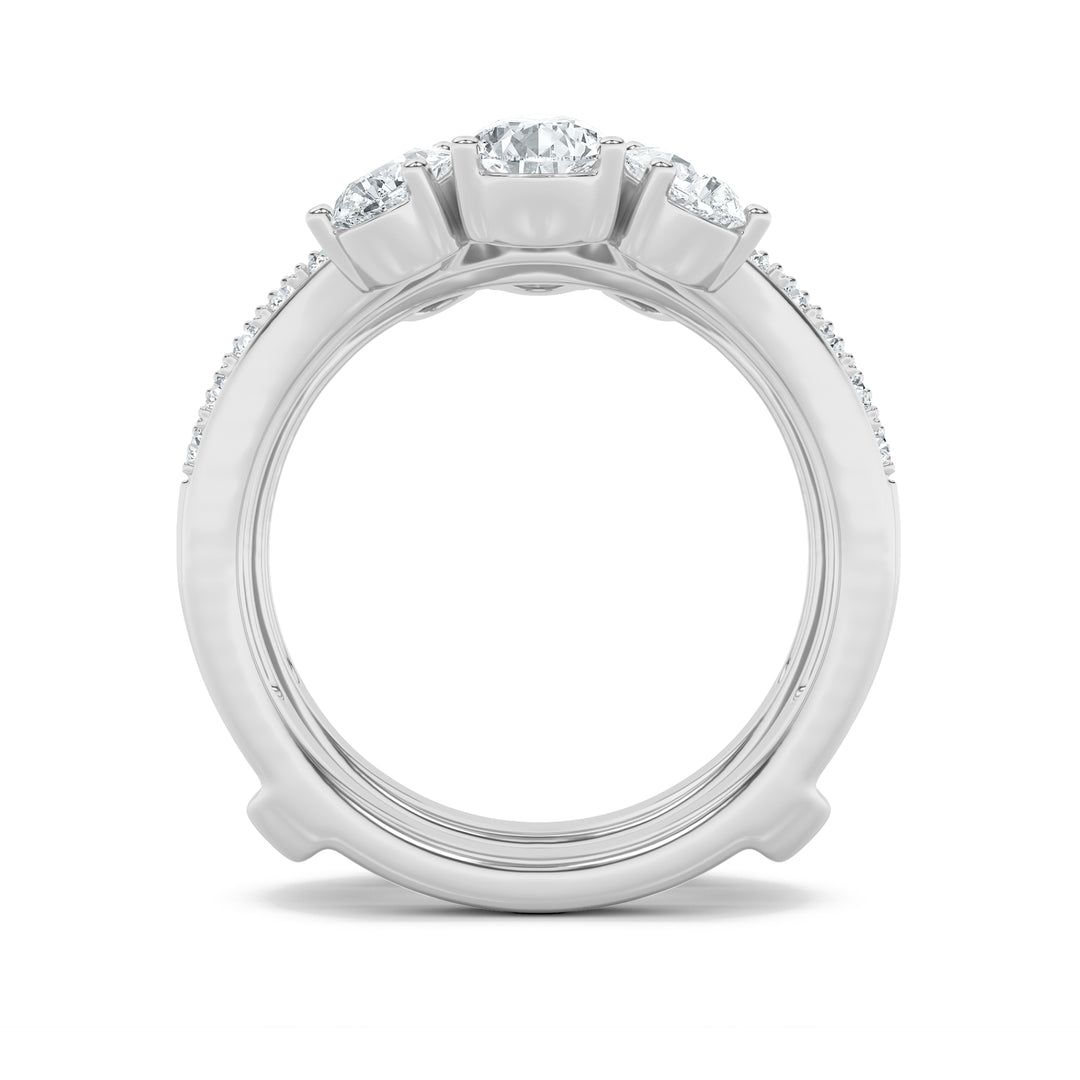 2.25Cttw Pear Shaped Lab Grown Diamond (F/VS) Insert Jacket Ring in 14K Gold