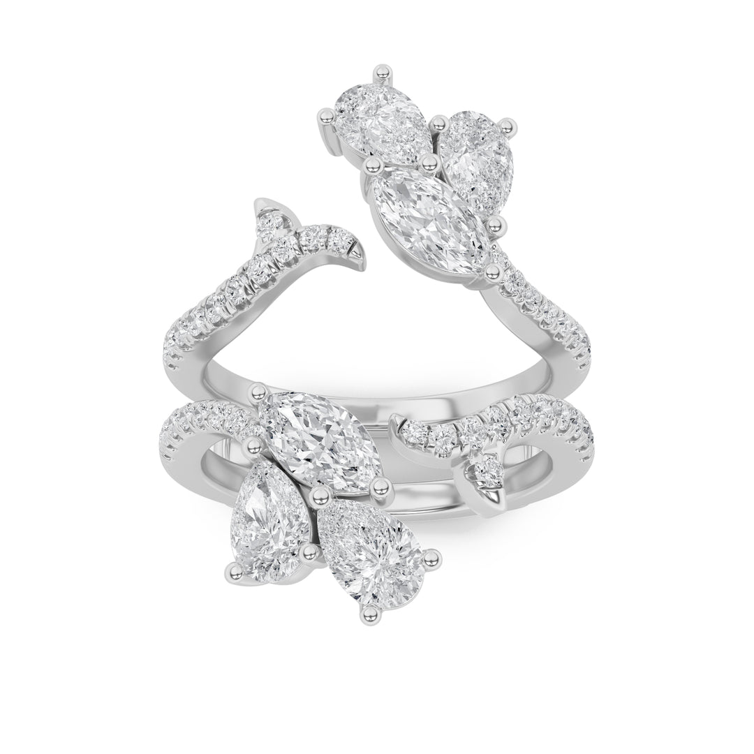 2Cttw Marquise Shaped Lab Grown Diamond (F/VS) Insert Jacket Ring in 14K Gold