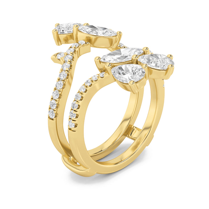2Cttw Marquise Shaped Lab Grown Diamond (F/VS) Insert Jacket Ring in 14K Gold