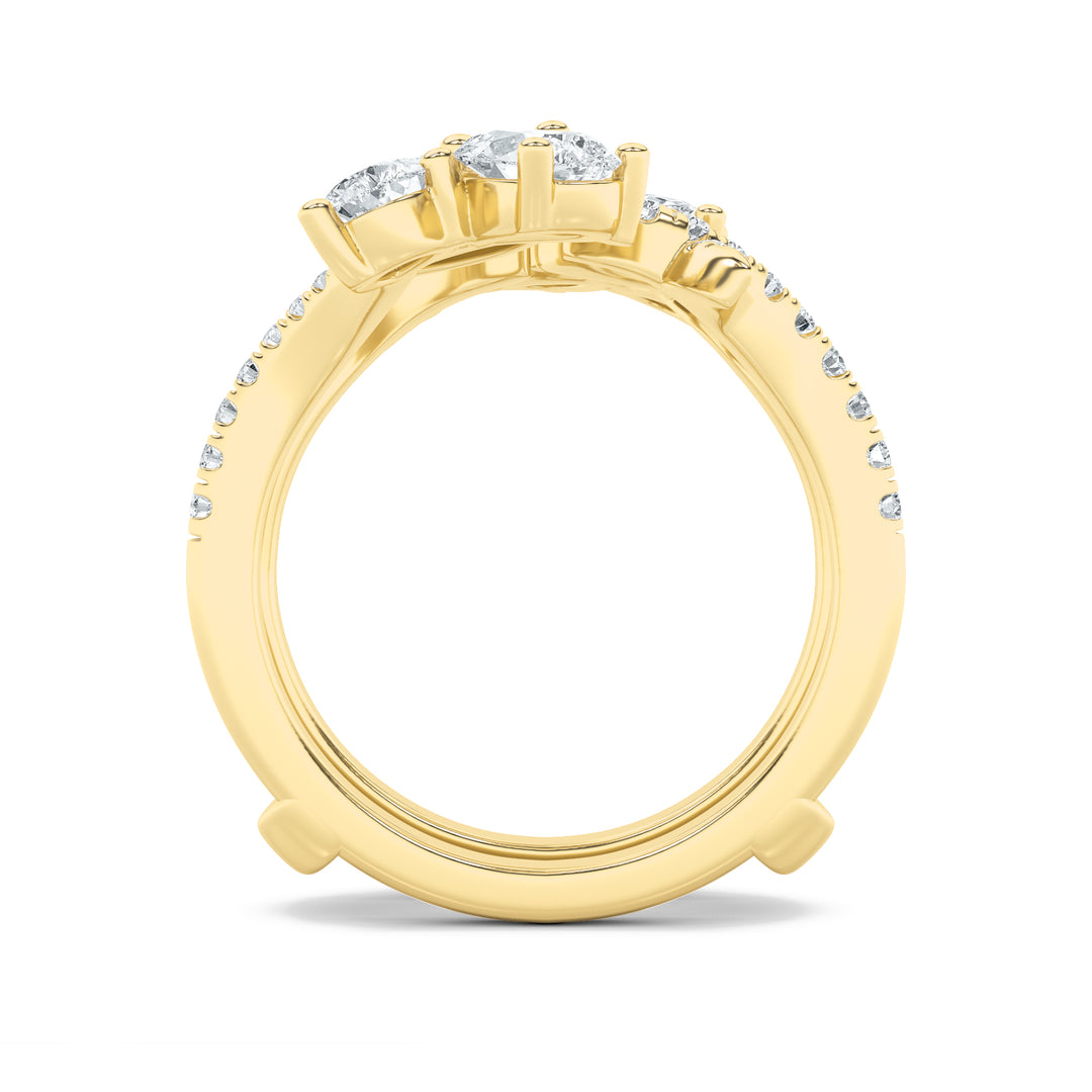 2Cttw Marquise Shaped Lab Grown Diamond (F/VS) Insert Jacket Ring in 14K Gold