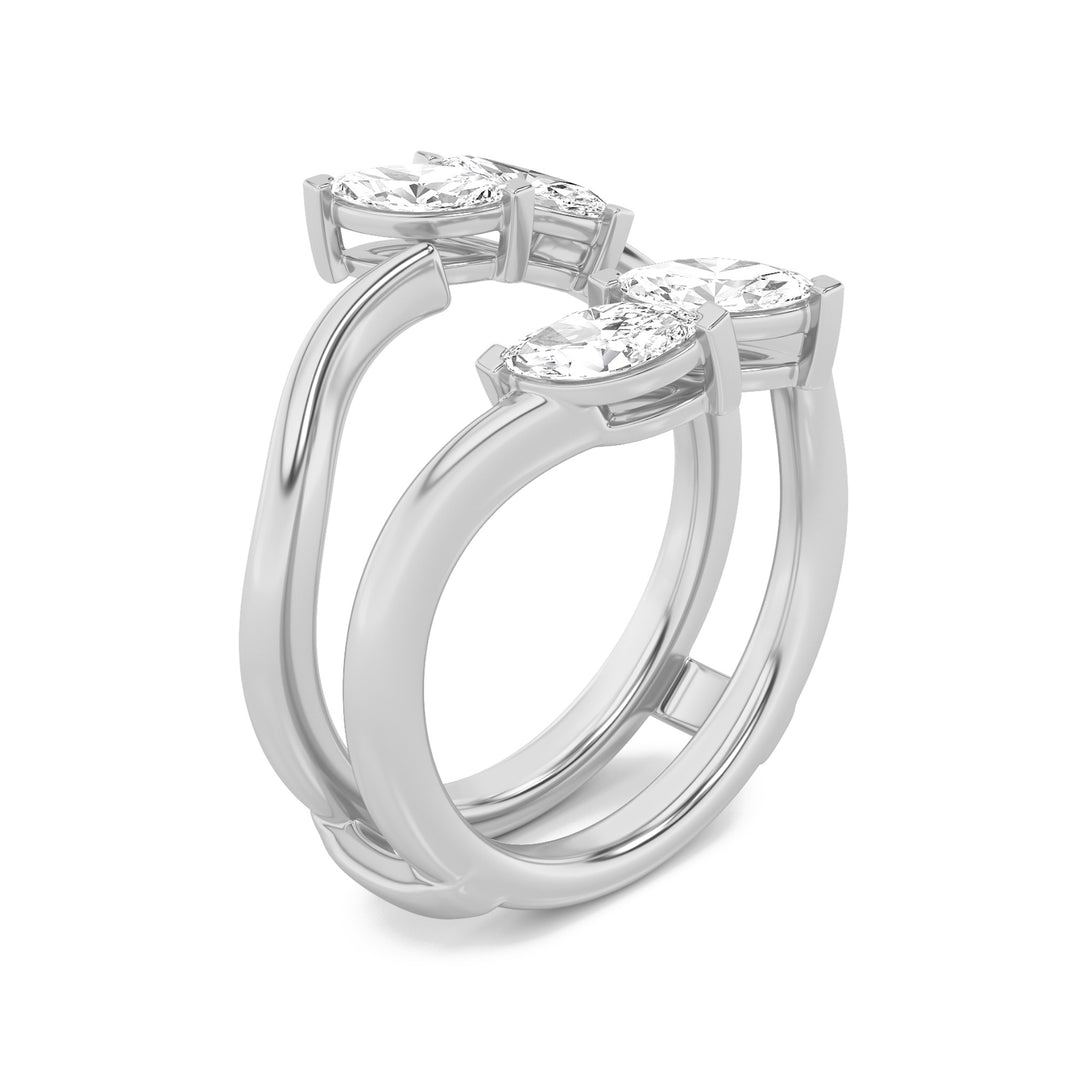 1Cttw Marquise Shaped Lab Grown Diamond (F/VS) Insert Jacket Ring in 14K Gold