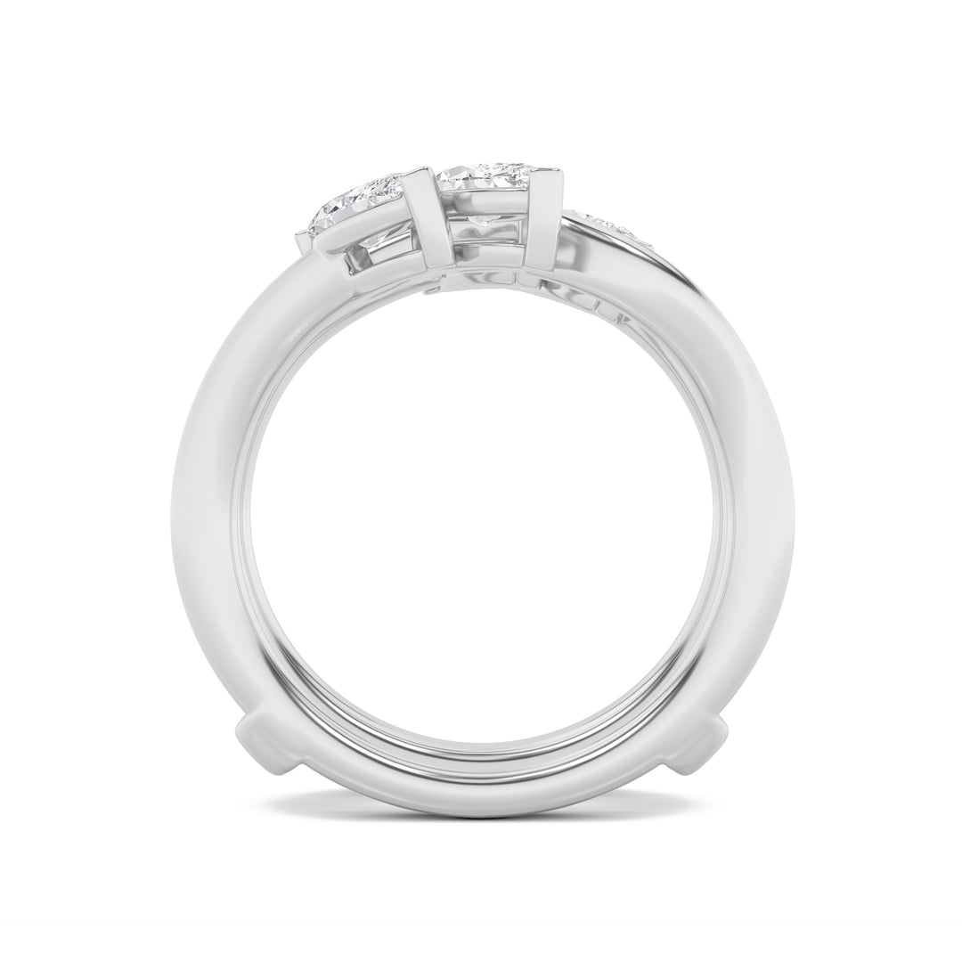 1Cttw Marquise Shaped Lab Grown Diamond (F/VS) Insert Jacket Ring in 14K Gold