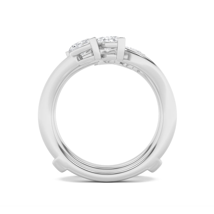 1Cttw Marquise Shaped Lab Grown Diamond (F/VS) Insert Jacket Ring in 14K Gold