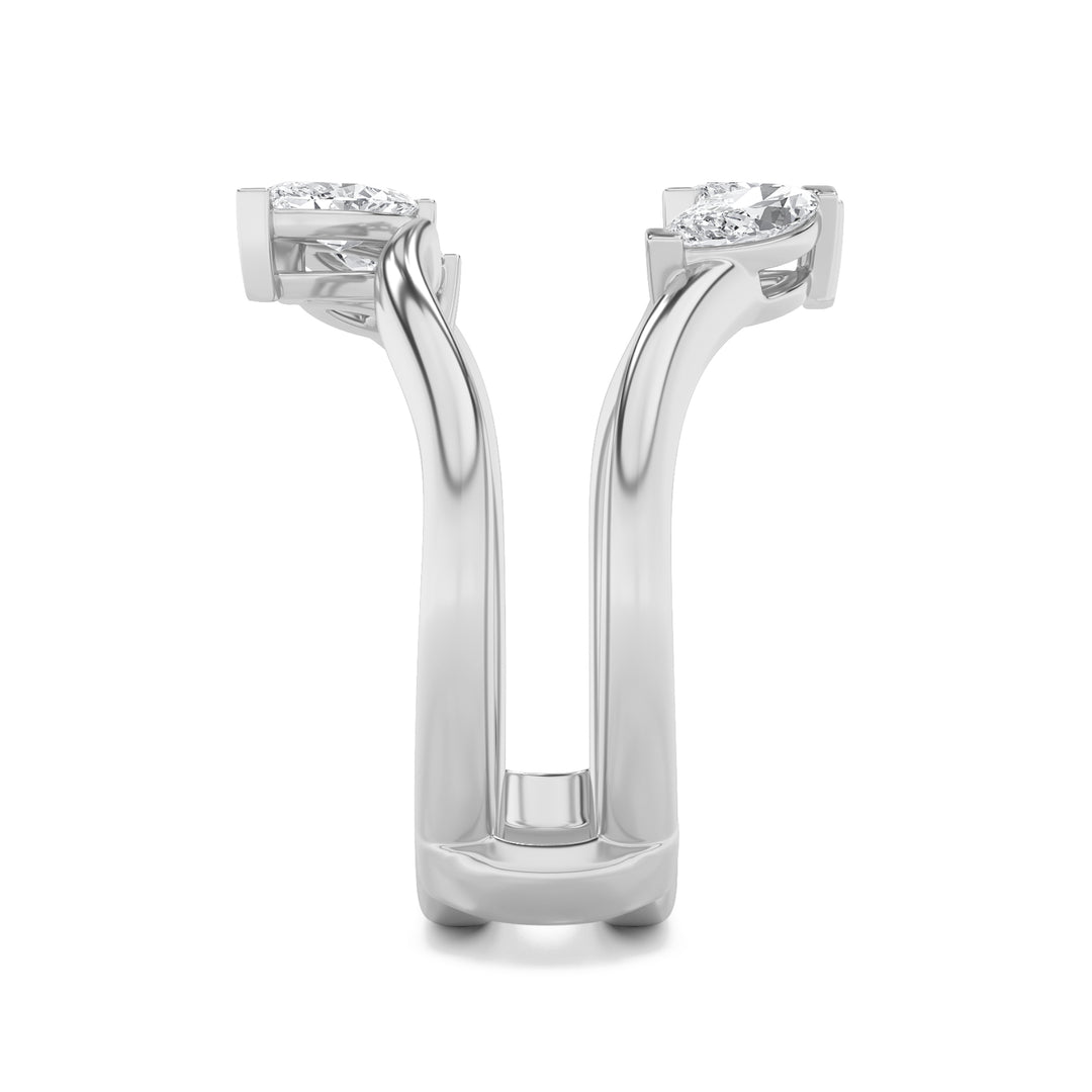 1Cttw Marquise Shaped Lab Grown Diamond (F/VS) Insert Jacket Ring in 14K Gold