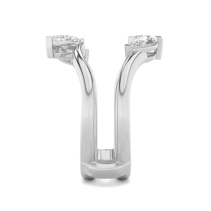 1Cttw Marquise Shaped Lab Grown Diamond (F/VS) Insert Jacket Ring in 14K Gold