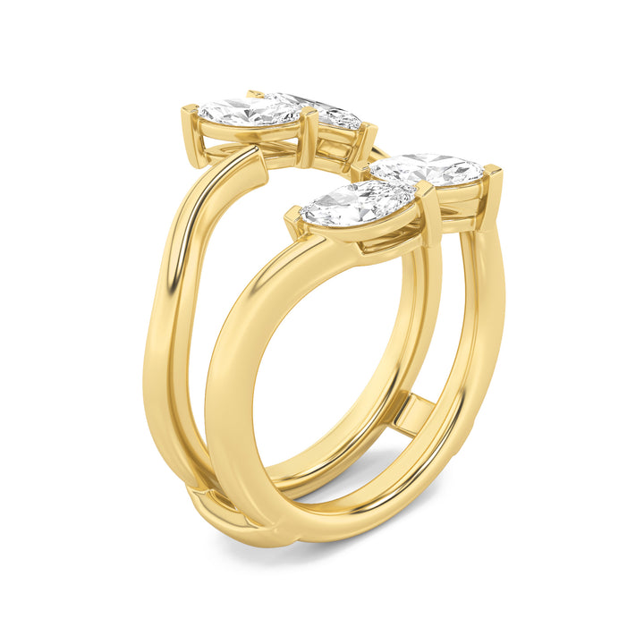 1Cttw Marquise Shaped Lab Grown Diamond (F/VS) Insert Jacket Ring in 14K Gold