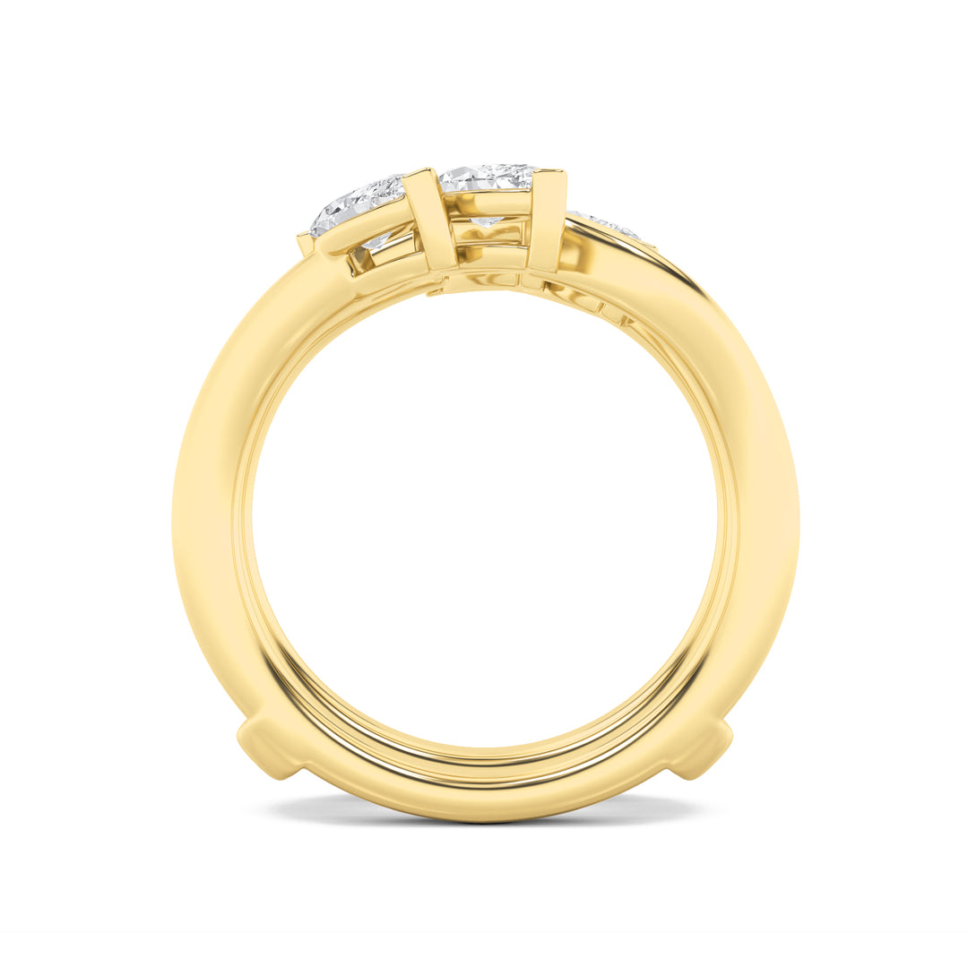 1Cttw Marquise Shaped Lab Grown Diamond (F/VS) Insert Jacket Ring in 14K Gold