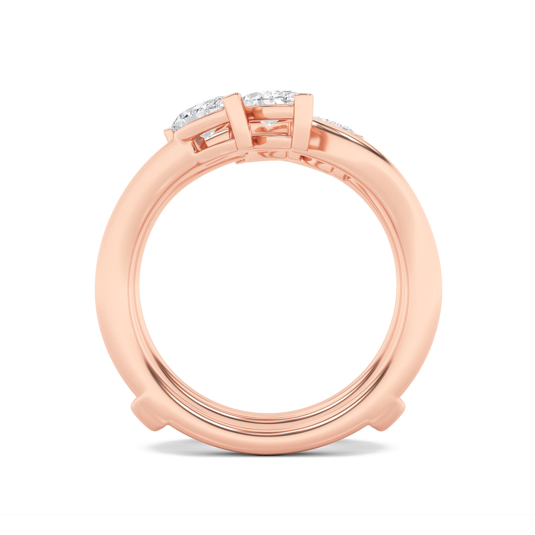 1Cttw Marquise Shaped Lab Grown Diamond (F/VS) Insert Jacket Ring in 14K Gold