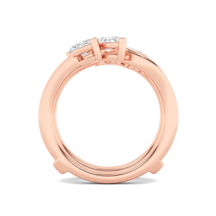 1Cttw Marquise Shaped Lab Grown Diamond (F/VS) Insert Jacket Ring in 14K Gold