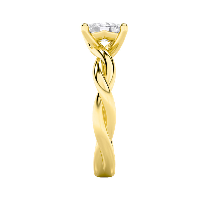 1CTW Elongated Cushion Shaped Lab Grown Diamond (F/VS) Twisted Shank Solitaire Engagement Ring in 14K Gold