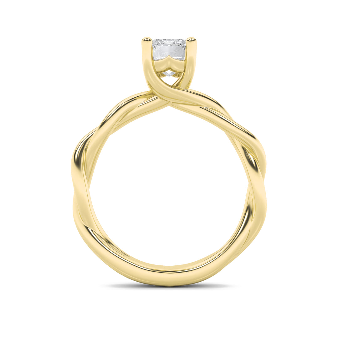 1CTW Emerald Shaped Lab Grown Diamond (F/VS) Twisted Shank Solitaire Engagement Ring in 14K Gold