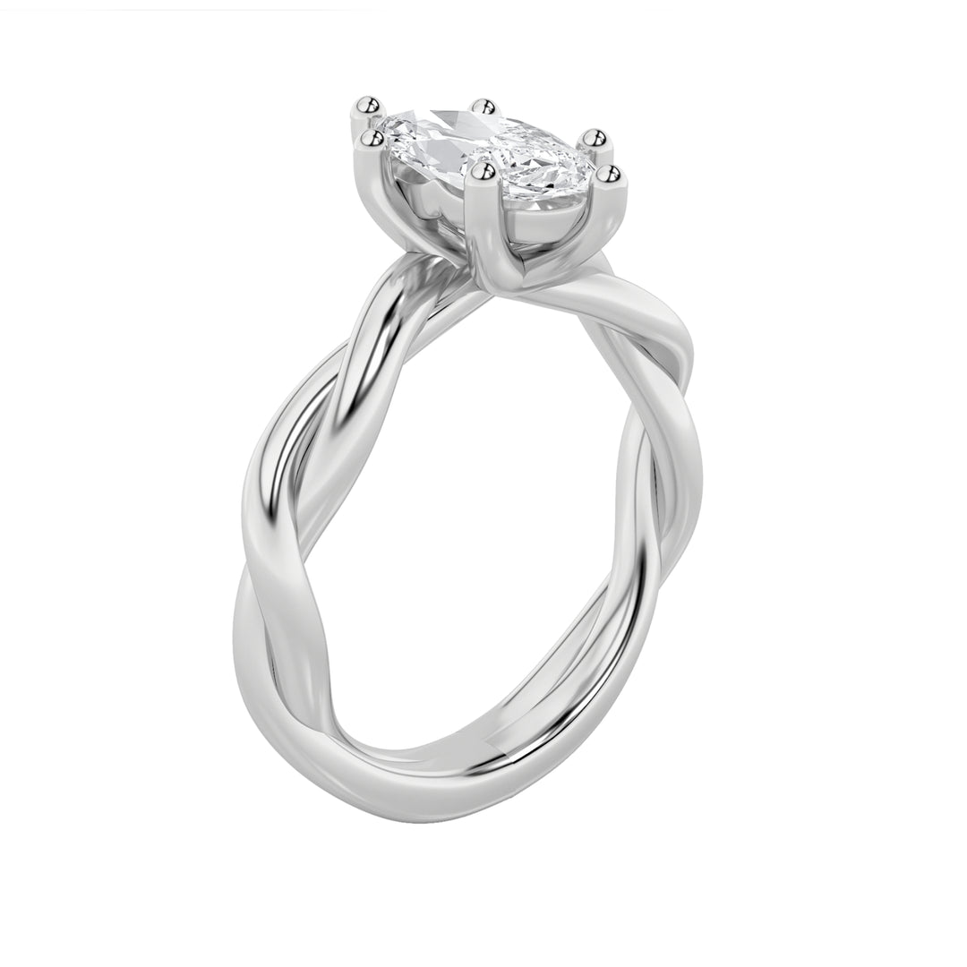 1.5Cttw Marquise Shaped Lab Grown Diamond (F/VS) Twisted Shank Solitaire Engagement Ring in 14K Gold