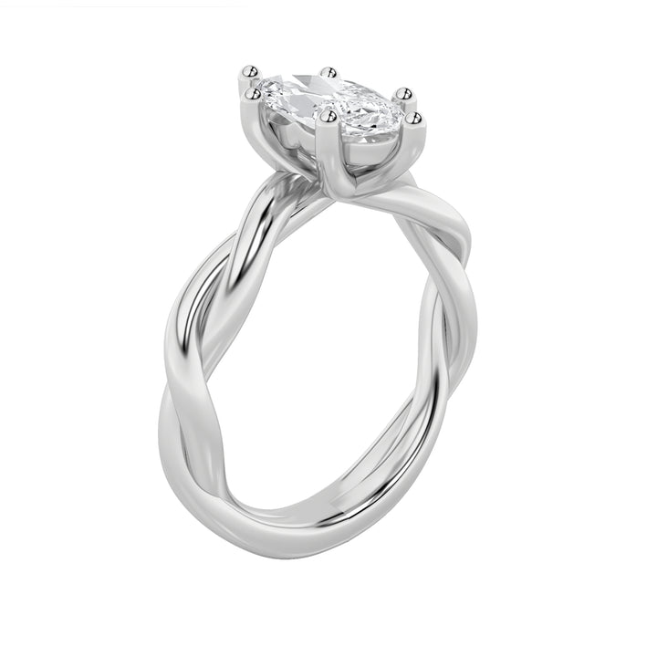 1.5Cttw Marquise Shaped Lab Grown Diamond (F/VS) Twisted Shank Solitaire Engagement Ring in 14K Gold