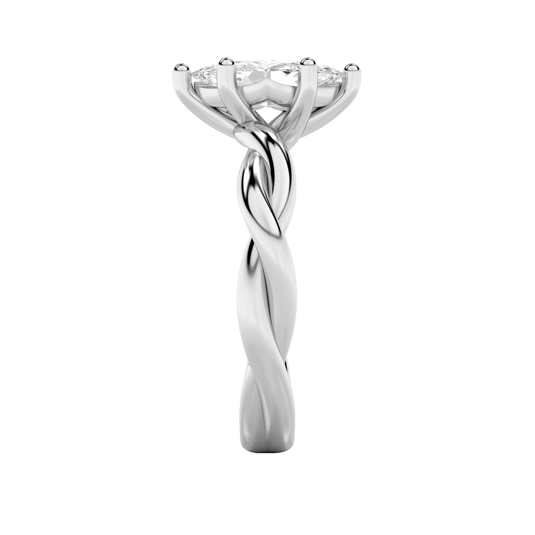 1.5Cttw Marquise Shaped Lab Grown Diamond (F/VS) Twisted Shank Solitaire Engagement Ring in 14K Gold