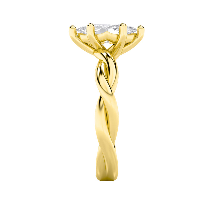 1.5Cttw Marquise Shaped Lab Grown Diamond (F/VS) Twisted Shank Solitaire Engagement Ring in 14K Gold