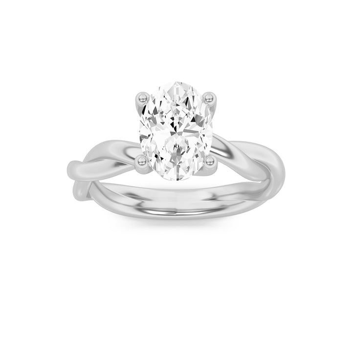 1CTW Oval Shaped Lab Grown Diamond (F/VS) Twisted Shank Solitaire Engagement Ring in 14K Gold