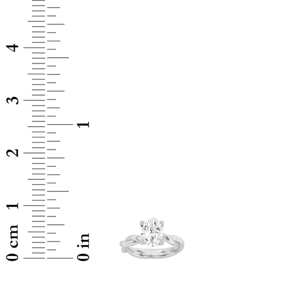 1CTW Oval Shaped Lab Grown Diamond (F/VS) Twisted Shank Solitaire Engagement Ring in 14K Gold