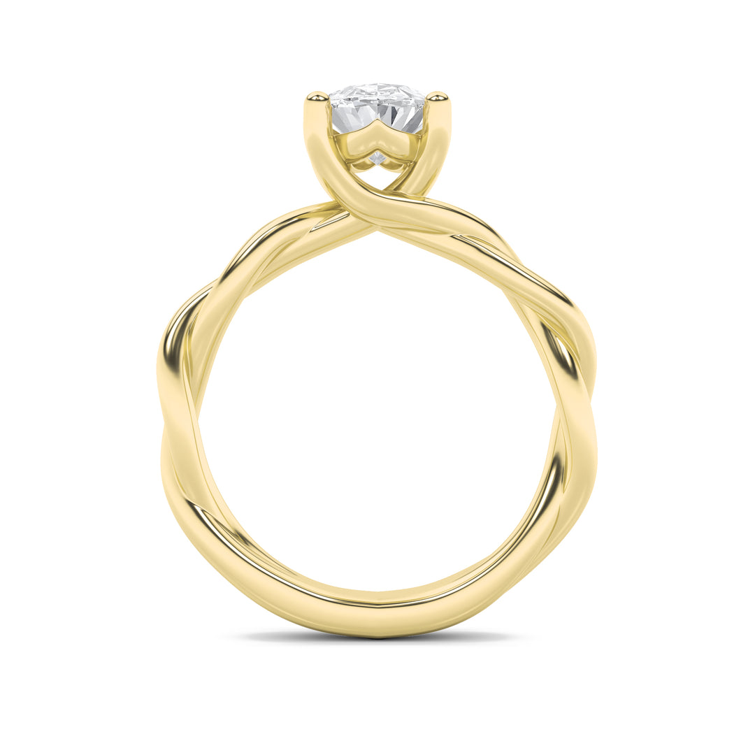 1CTW Oval Shaped Lab Grown Diamond (F/VS) Twisted Shank Solitaire Engagement Ring in 14K Gold