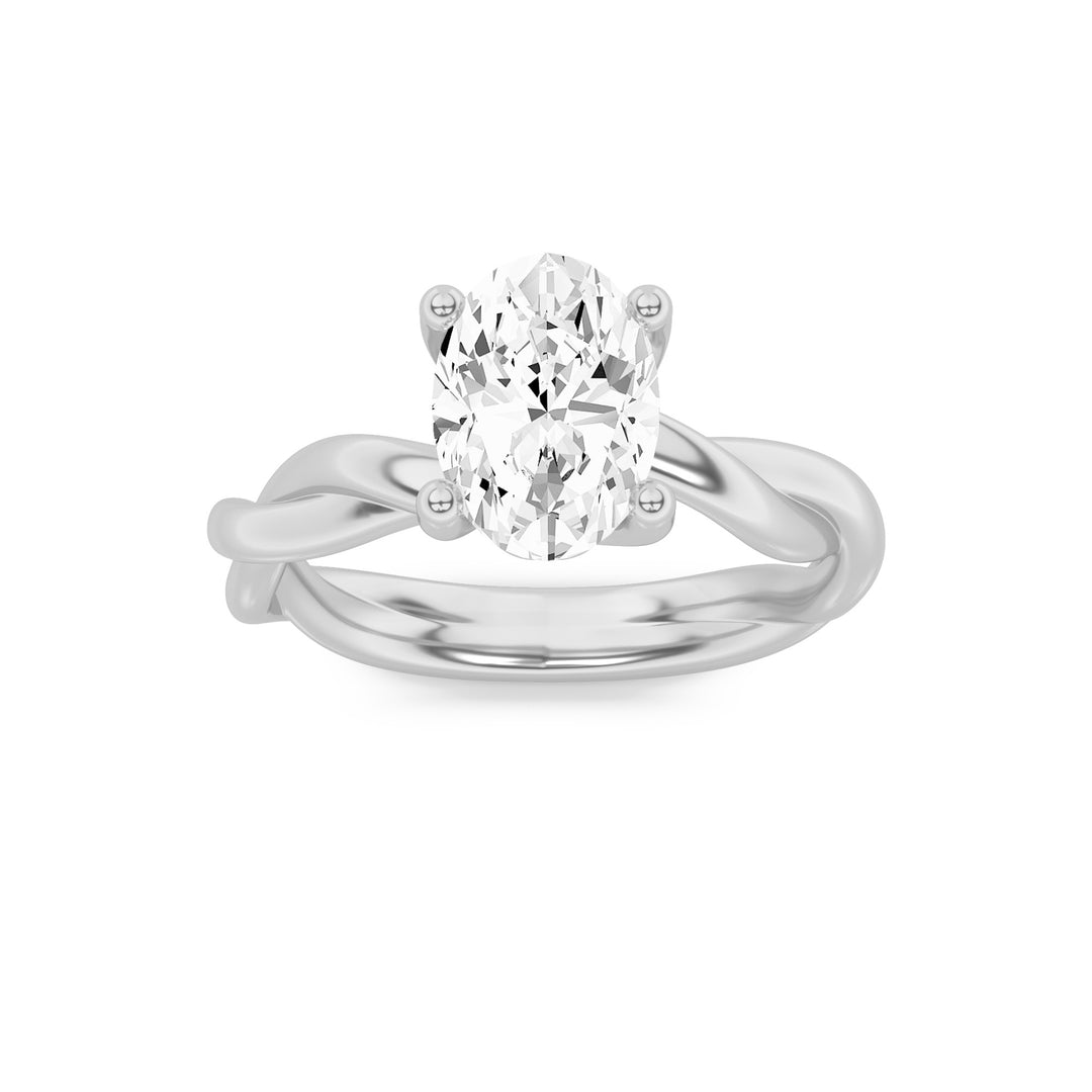 1.5Cttw Oval Shaped Lab Grown Diamond (F/VS) Twisted Shank Solitaire Engagement Ring in 14K Gold