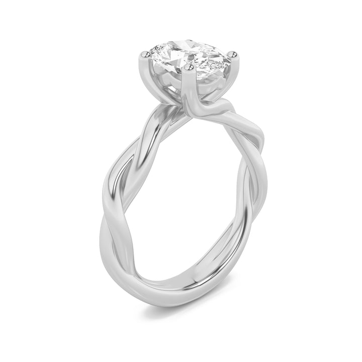 1.5Cttw Oval Shaped Lab Grown Diamond (F/VS) Twisted Shank Solitaire Engagement Ring in 14K Gold