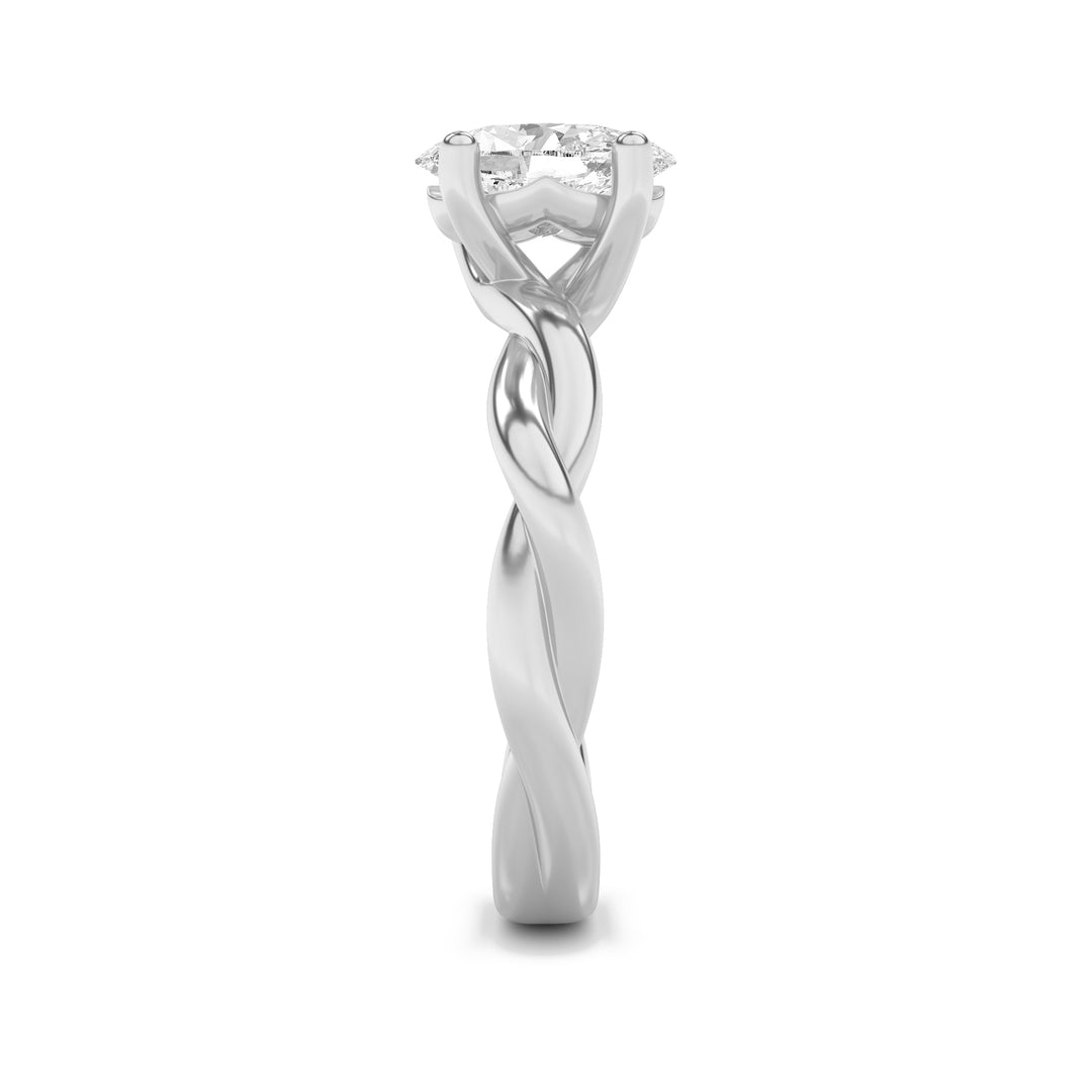 1.5Cttw Oval Shaped Lab Grown Diamond (F/VS) Twisted Shank Solitaire Engagement Ring in 14K Gold