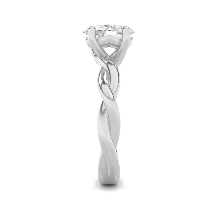 1.5Cttw Oval Shaped Lab Grown Diamond (F/VS) Twisted Shank Solitaire Engagement Ring in 14K Gold