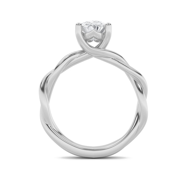 1.5Cttw Oval Shaped Lab Grown Diamond (F/VS) Twisted Shank Solitaire Engagement Ring in 14K Gold