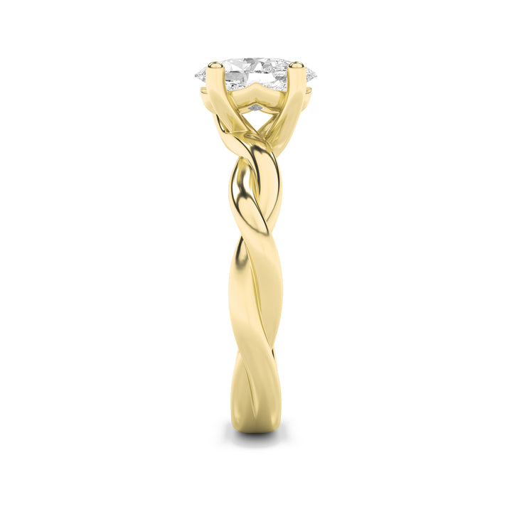 2Cttw Oval Shaped Lab Grown Diamond (F/VS) Twisted Shank Solitaire Engagement Ring in 14K Gold