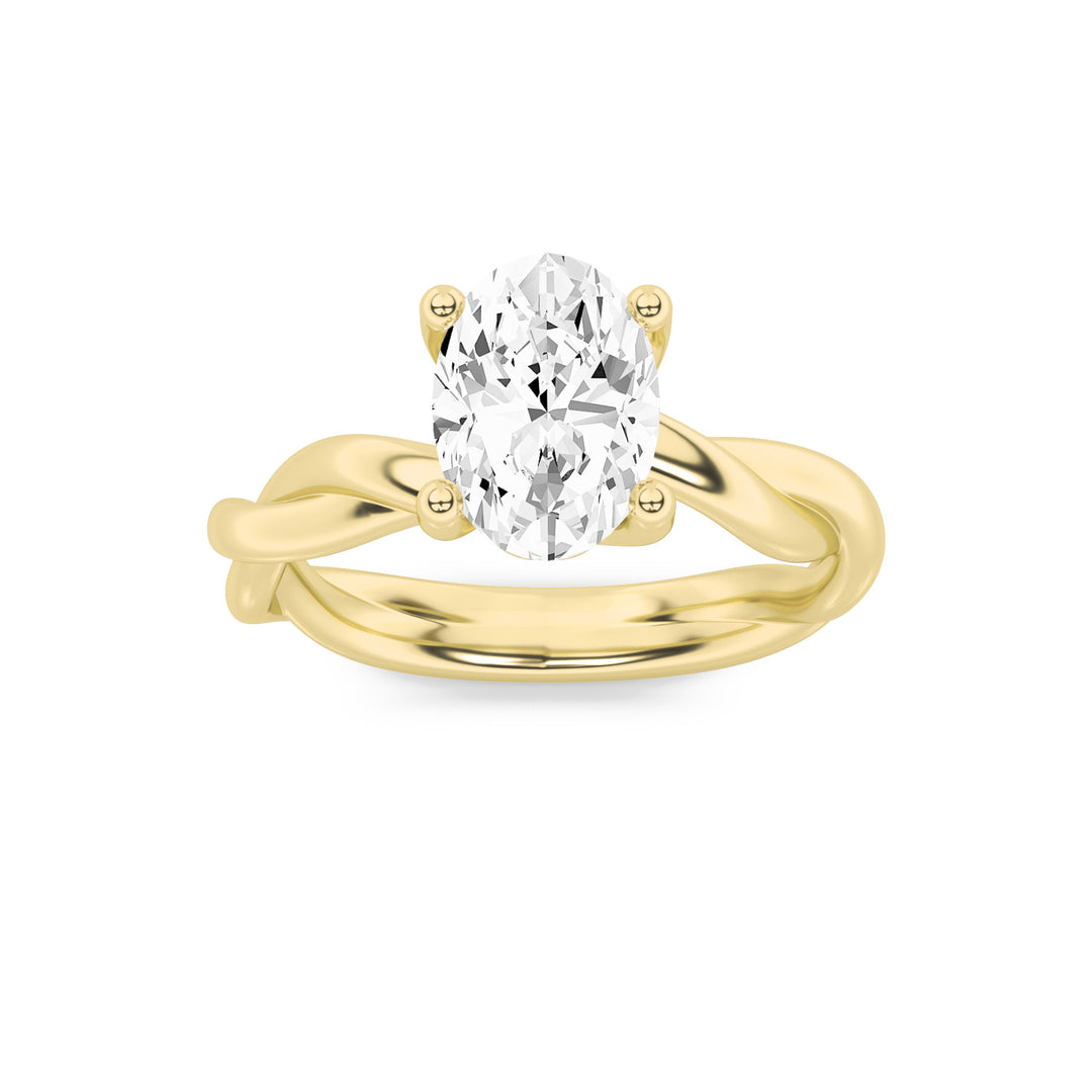 2.5Cttw Oval Shaped Lab Grown Diamond (F/VS) Twisted Shank Solitaire Engagement Ring in 14K Gold