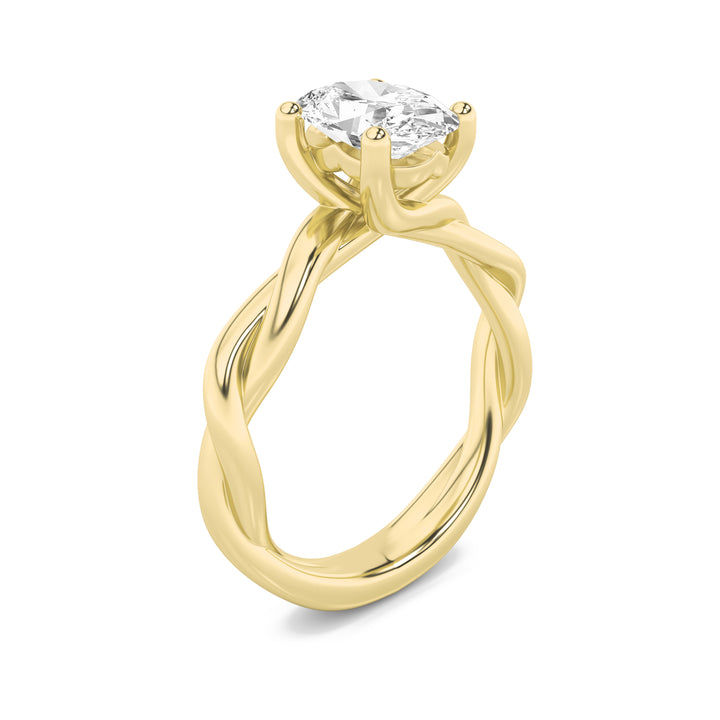2.5Cttw Oval Shaped Lab Grown Diamond (G/VS) Twisted Shank Solitaire Engagement Ring in 14K Gold