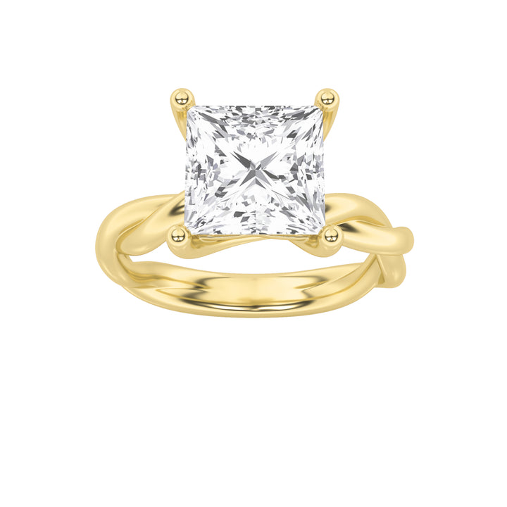 1CTW Princess Shaped Lab Grown Diamond (F/VS) Twisted Shank Solitaire Engagement Ring in 14K Gold