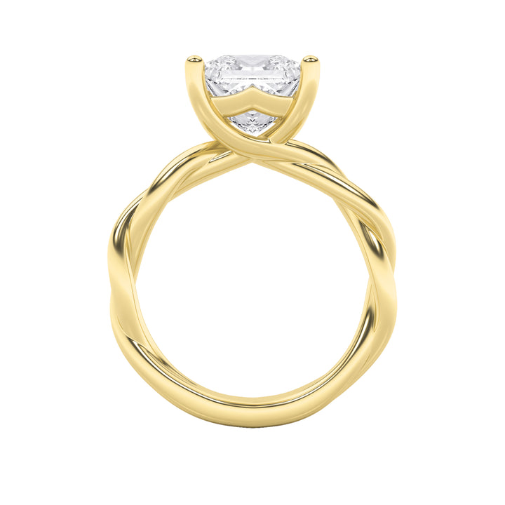 1CTW Princess Shaped Lab Grown Diamond (F/VS) Twisted Shank Solitaire Engagement Ring in 14K Gold