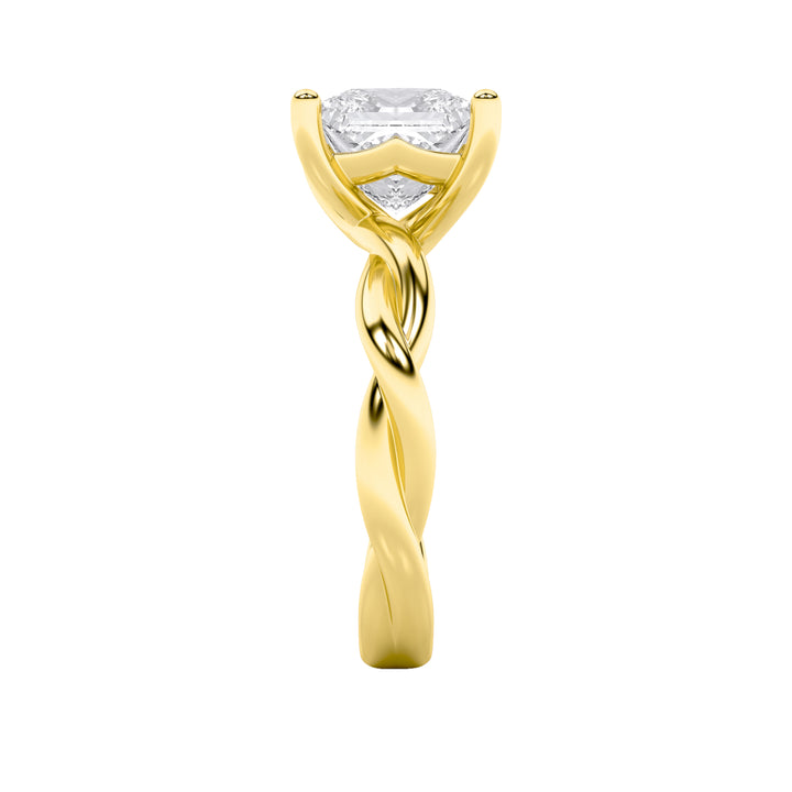 1CTW Princess Shaped Lab Grown Diamond (F/VS) Twisted Shank Solitaire Engagement Ring in 14K Gold