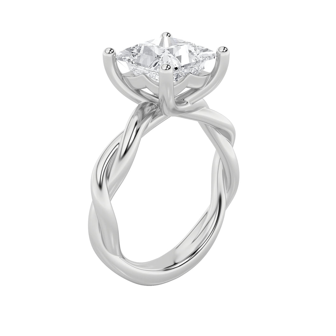 2Cttw Princess Shaped Lab Grown Diamond (F/VS) Twisted Shank Solitaire Engagement Ring in 14K Gold