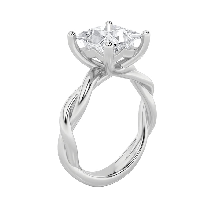 2Cttw Princess Shaped Lab Grown Diamond (F/VS) Twisted Shank Solitaire Engagement Ring in 14K Gold