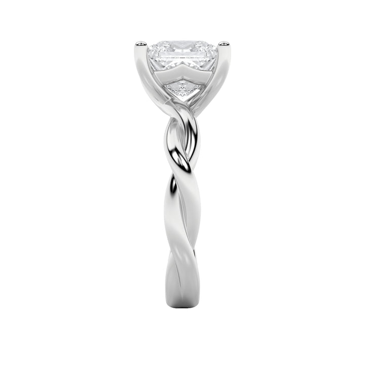 2Cttw Princess Shaped Lab Grown Diamond (F/VS) Twisted Shank Solitaire Engagement Ring in 14K Gold