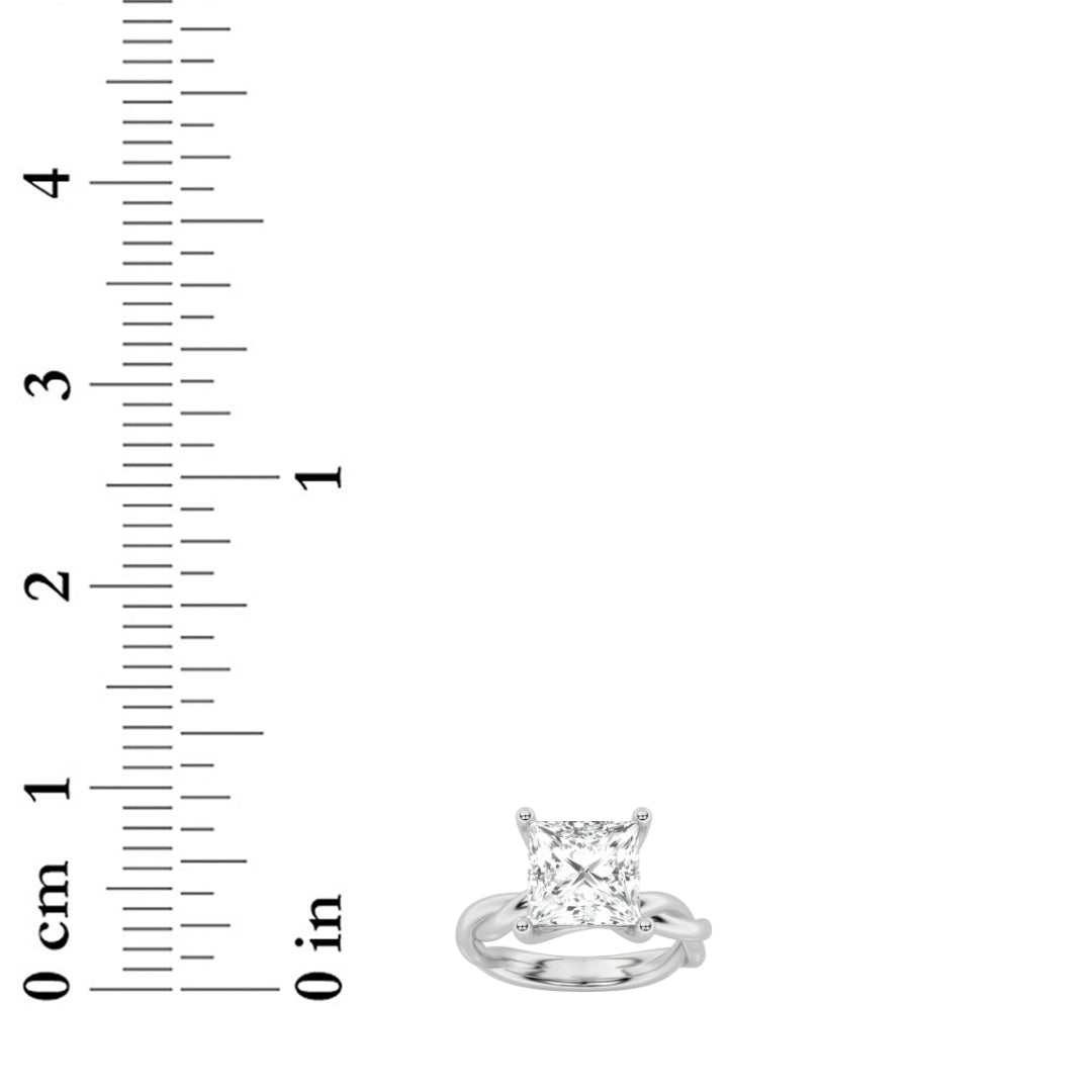 2Cttw Princess Shaped Lab Grown Diamond (F/VS) Twisted Shank Solitaire Engagement Ring in 14K Gold