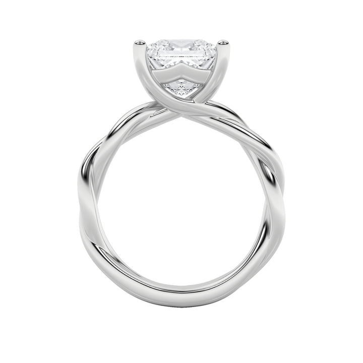 3Cttw Princess Shaped Lab Grown Diamond (F/VS) Twisted Shank Solitaire Engagement Ring in 14K Gold