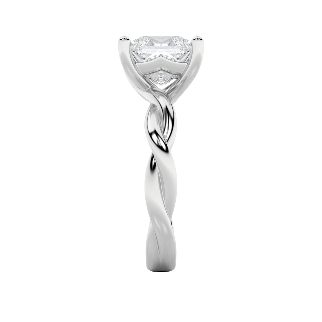 3Cttw Princess Shaped Lab Grown Diamond (F/VS) Twisted Shank Solitaire Engagement Ring in 14K Gold