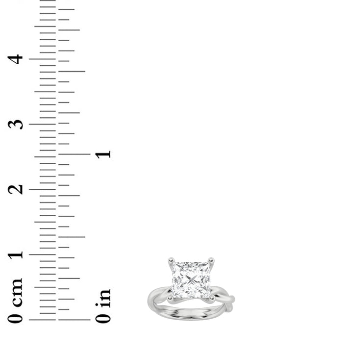 3Cttw Princess Shaped Lab Grown Diamond (F/VS) Twisted Shank Solitaire Engagement Ring in 14K Gold