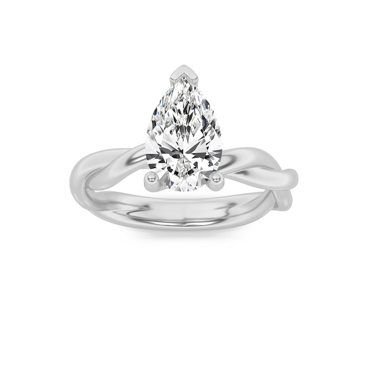 1CTW Pear Shaped Lab Grown Diamond (F/VS) Twisted Shank Solitaire Engagement Ring in 14K Gold
