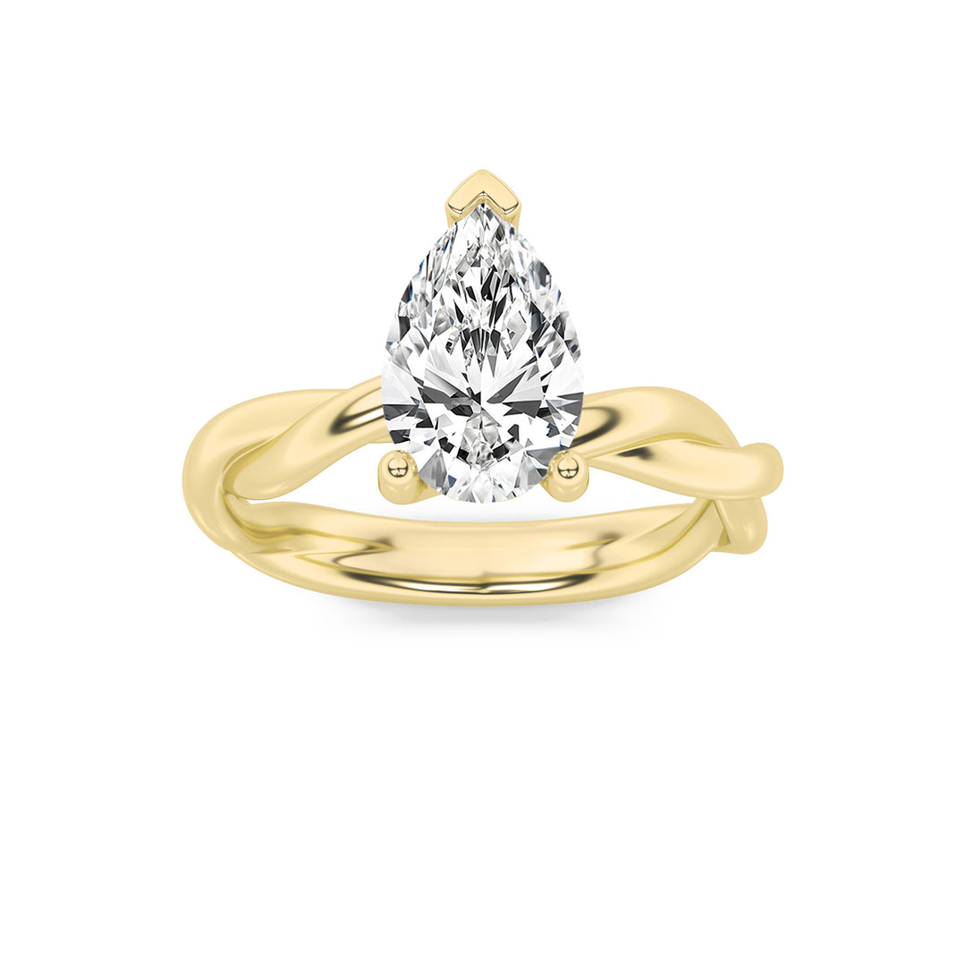1CTW Pear Shaped Lab Grown Diamond (F/VS) Twisted Shank Solitaire Engagement Ring in 14K Gold