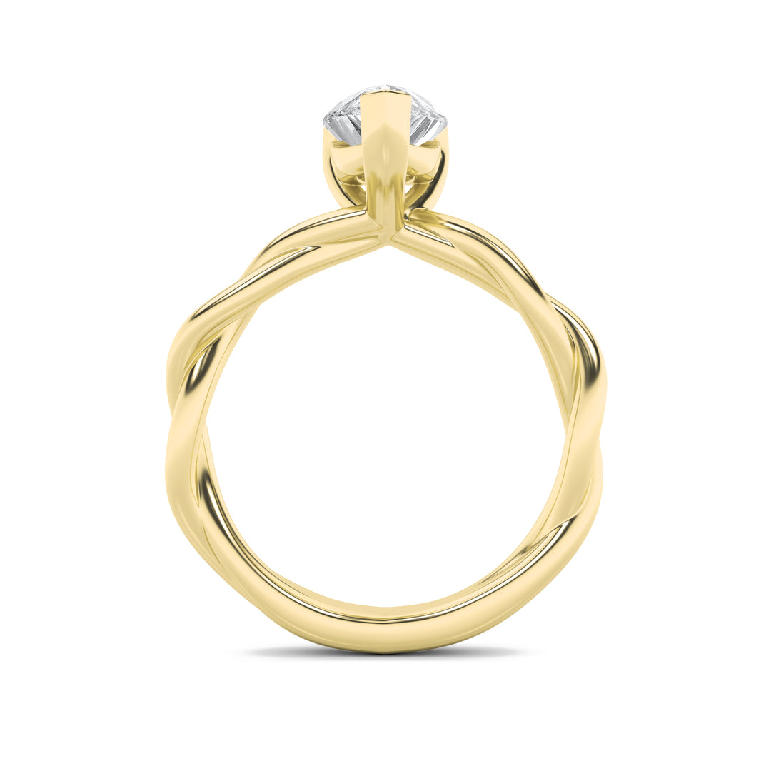 1CTW Pear Shaped Lab Grown Diamond (F/VS) Twisted Shank Solitaire Engagement Ring in 14K Gold