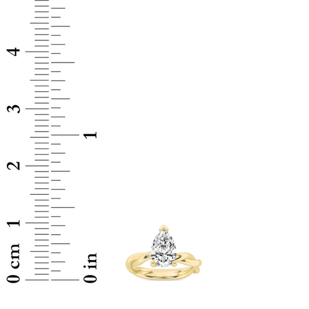 1CTW Pear Shaped Lab Grown Diamond (F/VS) Twisted Shank Solitaire Engagement Ring in 14K Gold