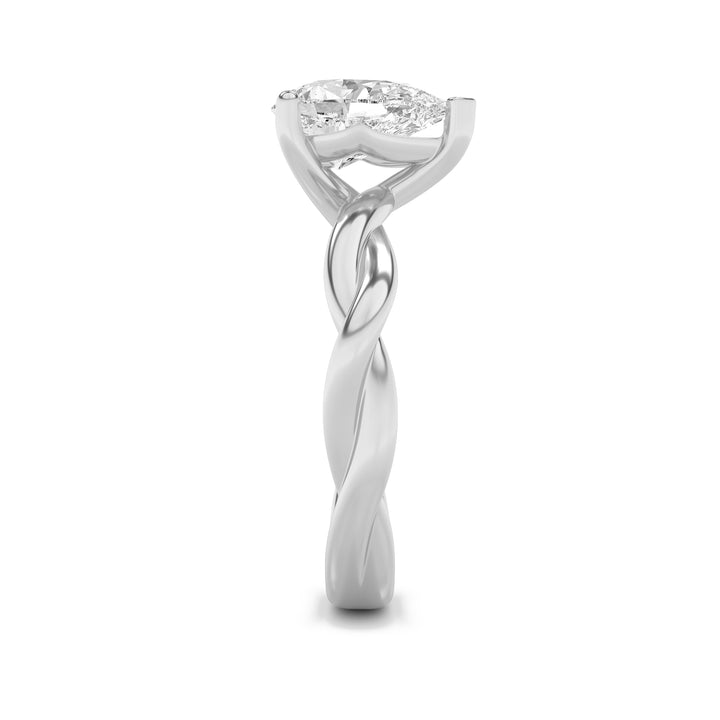 1.5Cttw Pear Shaped Lab Grown Diamond (F/VS) Twisted Shank Solitaire Engagement Ring in 14K Gold