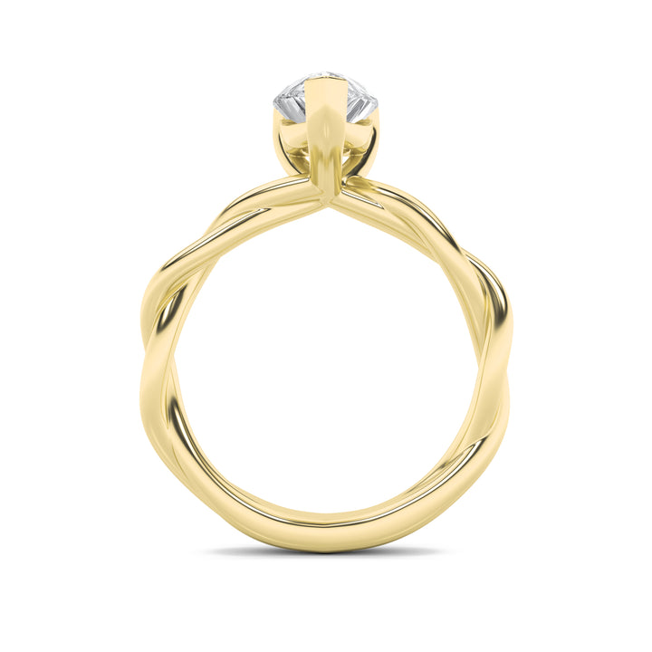 1.5Cttw Pear Shaped Lab Grown Diamond (F/VS) Twisted Shank Solitaire Engagement Ring in 14K Gold