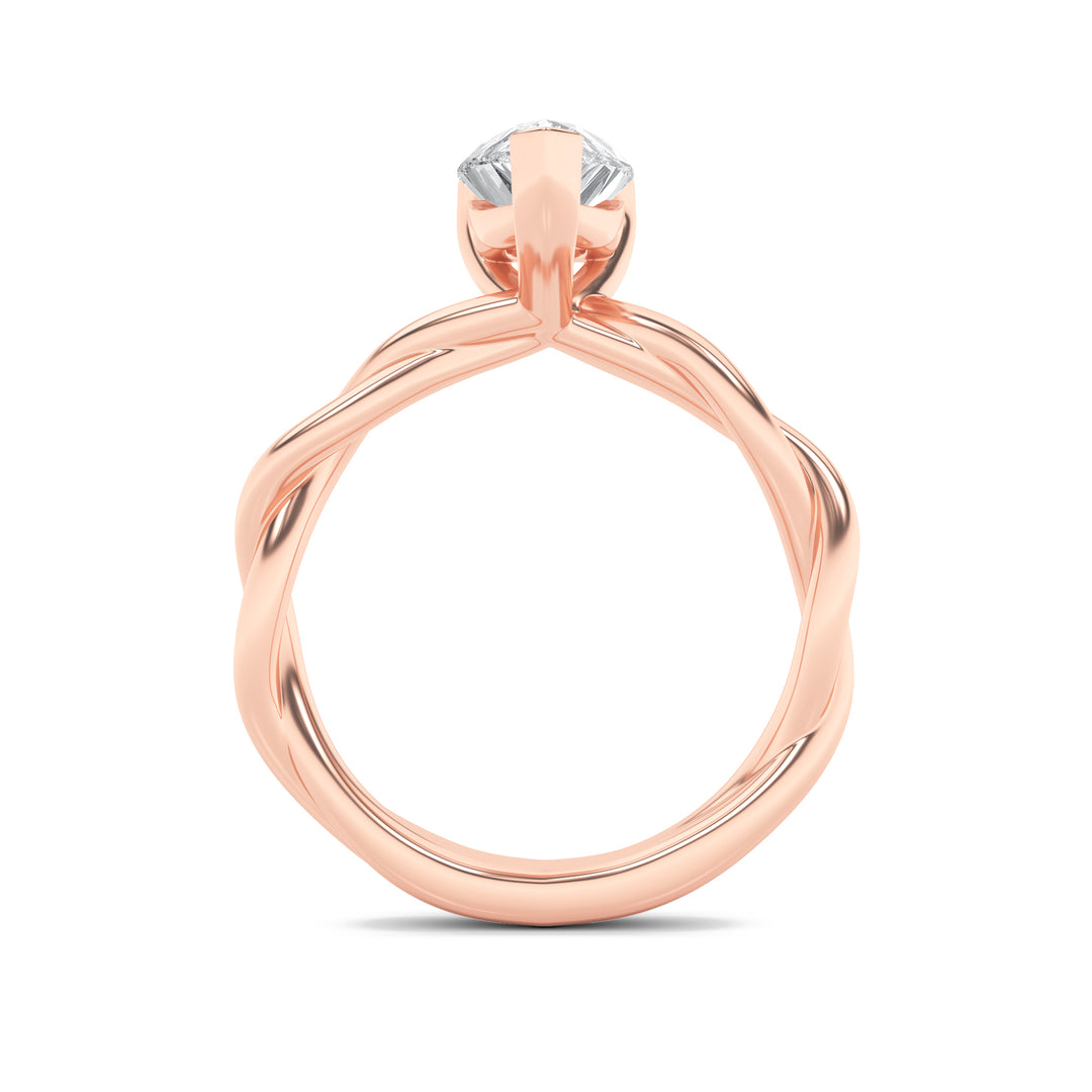 1.5Cttw Pear Shaped Lab Grown Diamond (F/VS) Twisted Shank Solitaire Engagement Ring in 14K Gold