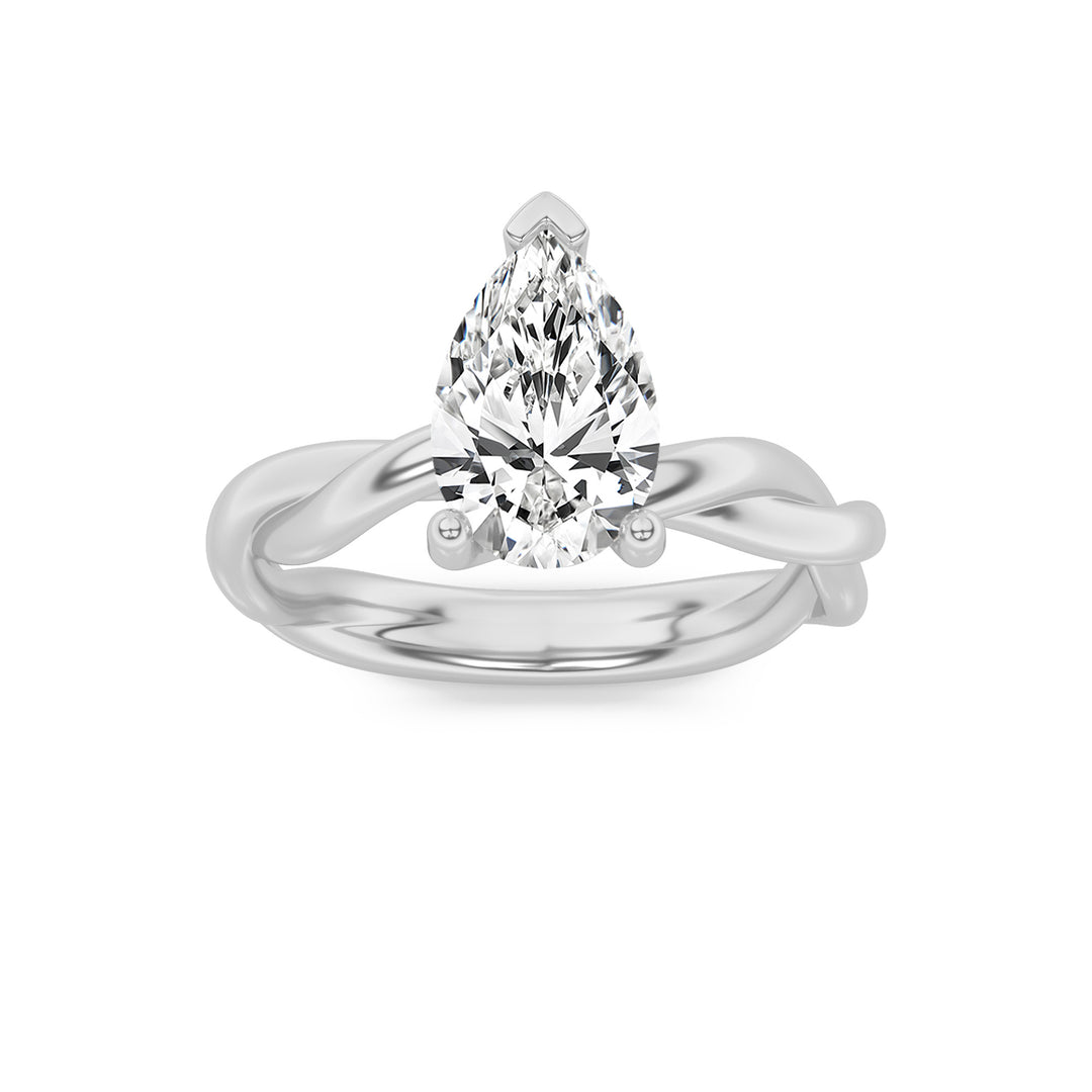 14KW 2ct Lab Pear Diamond Solitaire Engagement Ring